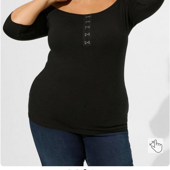 Black off the shoulders cute fitted long top brand new never worn - Picture 2 of 2